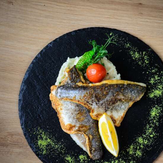 File lup de mare cu risotto si hribe