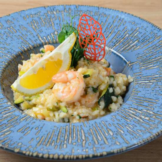 Risotto cu creveţi și zucchini